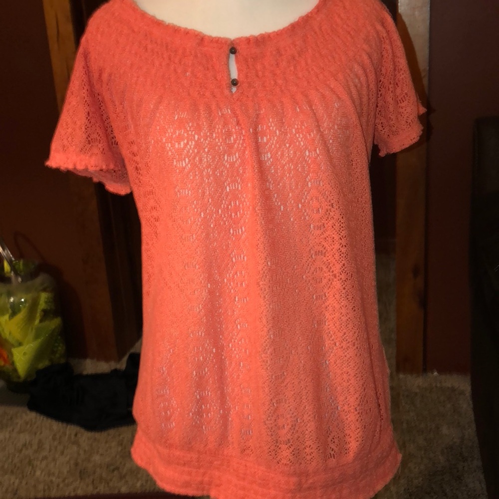 Coral see through t-shirt